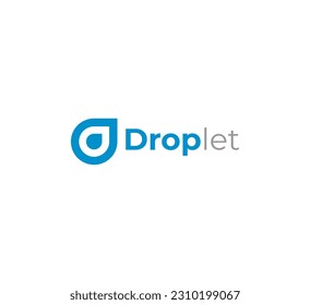 Simple Oil Drop Logo. Green Initial Letter D with Waterdrop Combination isolated on White Background