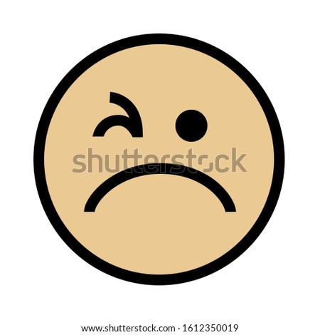 Simple okay face but regretful emoticon flat design illustration vector
