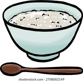 Simple Okayu con cuchara (textura de pincel)