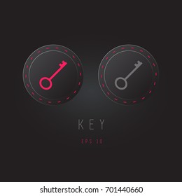 Simple old key icon design on modern flat background