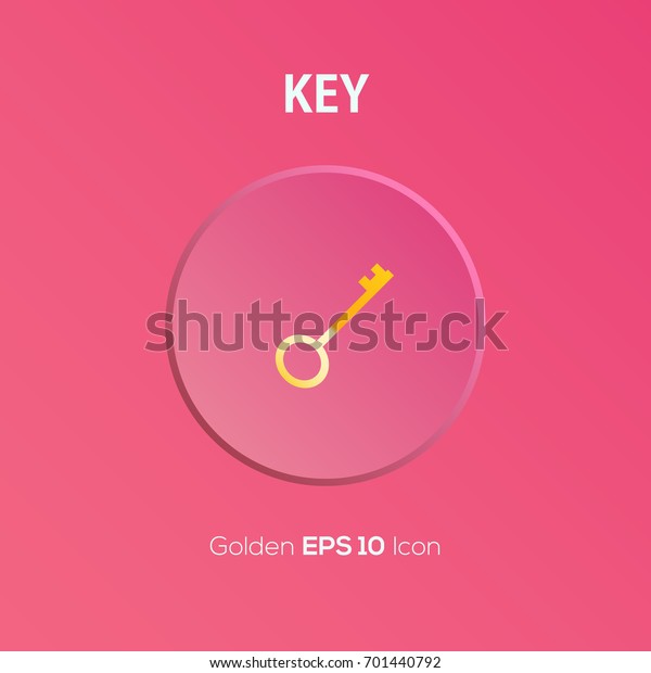 Simple old\
key icon design on modern flat\
background