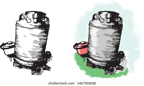 simple old metal barrel on grass