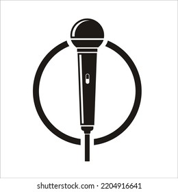 simple old microphone black icon