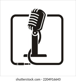 simple old microphone black icon