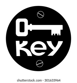 Simple old style key silhouette concept logo