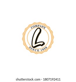 Simple and Old Style Letter mark for Letter "L".Old Style Badge For Letter “L”with Vintage Text Effect .Simple and Creative Light Brown Colored Typographic Logo Badge Design For Letter “L” .