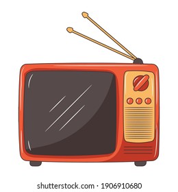 Simple old television vector illustration, colored linear style pictogram isolated on white background