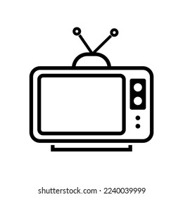 Simple old TV icon. Television broadcast. Vector.