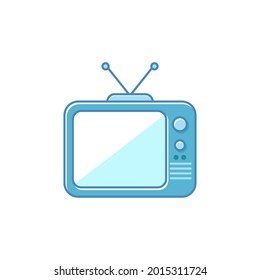 Simple old tv vector with blue and white color suitable for icon or illustration