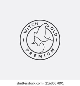 simple old witch with badge logo design vector graphic symbol icon illustration creative idea