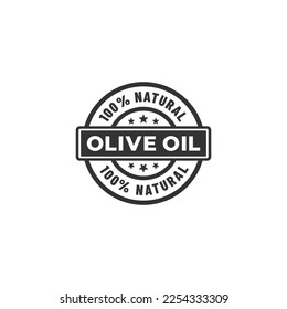 Simple Olive oil label vector or Olive oil seal vector on black background. Elegant olive oil seal for quality products. Olive oil label for unadjusted natural product. Elegant stamp vector.