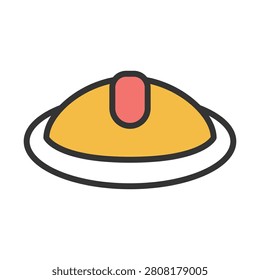 Simple omurice omelette rice illustration vector