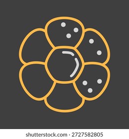 Um simples ícone de fundo escuro de um pãezinhos recém-assados. Projetado em um estilo de contorno limpo, moderno e plano. Ideal para menus de padaria, aplicativos de comida e sites.
