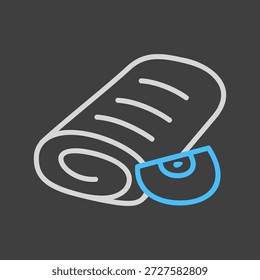 Um ícone de fundo simples no escuro de uma massa clássica de maça strudel. Projetado em um estilo de contorno limpo, moderno e plano. Perfeito para menus de café, aplicativos de comida e sites.
