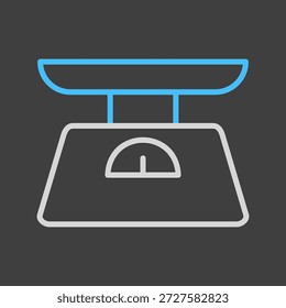 Um simples ícone de fundo escuro da cozinha clássica pesando balanças. Projetado em um estilo de contorno limpo, moderno e plano. Ideal para blogues de panificação, aplicativos de receitas e sites de abastecimento de cozinha.
