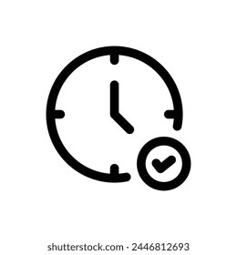 Simple On Time line icon isolated on a white background