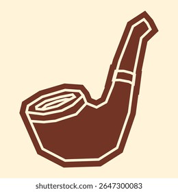 Simple One Colour Sticker of A Smoking Pipe Cutout Style
