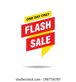 Simple One Day Only Flash Sale Banner Isolated on White Background Design, Flash Sale Advertisement with Red and Yellow Color Template Vector