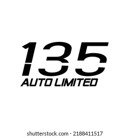 Simple one hundred thirty five number vector, perfect for speed stickers.