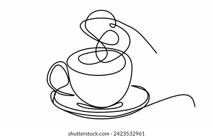 Simple one line art a coffee