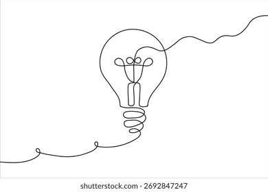Simples ilustração de uma arte de uma linha de uma ideia e o poder humano dentro