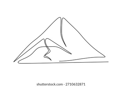 Einfache, einzeilige Illustration eines schroffen Hügels oder Gipfels