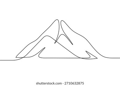 Simple one  line art illustration of a rugged hill or summit