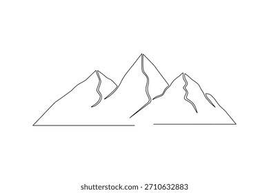 Simple one  line art illustration of a rugged hill or summit