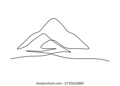 Simple ilustración de arte de una línea de una colina o cumbre escarpada