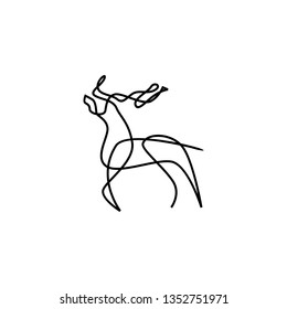 simple one line art moose deer design logo illustration