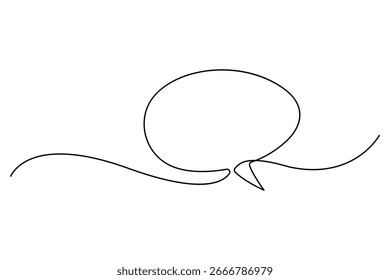 Simple one line art of square thought bubble in editable stroke style, minimalist comic-inspired chat and text comment icon for communication concept
