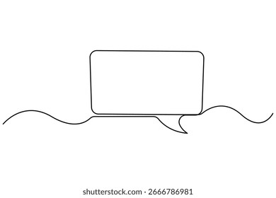 Einfache einzeilige Kunst der quadratischen Gedankenblase im editierbaren Strichstil, minimalistischer Comic-inspirierter Chat und Textkommentar-Symbol für Kommunikationskonzept
