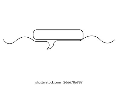 Simple arte de una línea de burbuja de pensamiento cuadrado en estilo de trazo editable, chat minimalista inspirado en cómics e icono de comentario de texto para el concepto de comunicación
