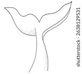 Simple one line art of whale tail hand drawn minimalistic sketch ocean symbol vector design