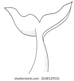 Simple one line art of whale tail hand drawn minimalistic sketch ocean symbol vector design