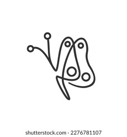 simple one line butterfly logo vector design, modern continuous line insect animal logo pictogram design