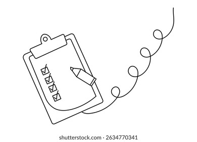 Simple one line clipboard with checklist icon