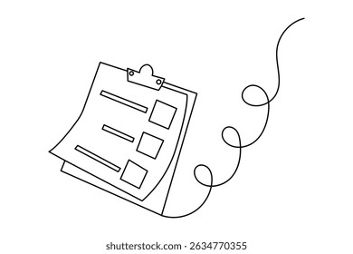Simple one line clipboard with checklist icon