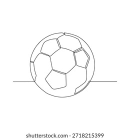 Dibujo simple de una línea de una Ilustración vectorial minimalista de balón de fútbol clásico
