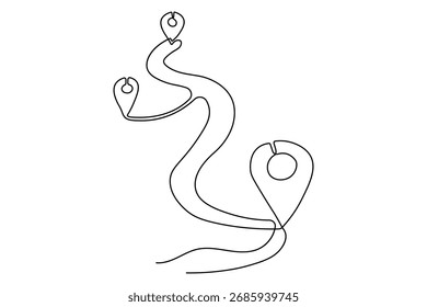 Einfache einzeilige Zeichnung des Standortsymbols minimale Skizze