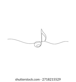 Simple dibujo de una línea de una nota musical sobre un fondo blanco