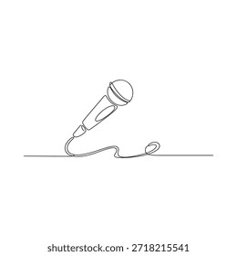 Simple dibujo de una línea de un micrófono vintage sobre un fondo blanco