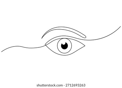 Simple one line eye art elegant minimal design on white background vector illustration