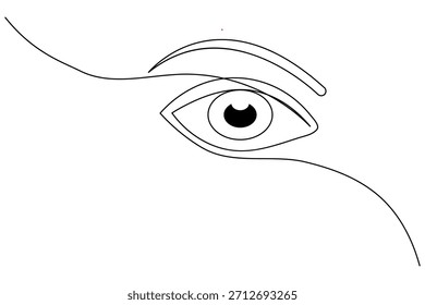Simple one line eye art elegant minimal design on white background vector illustration