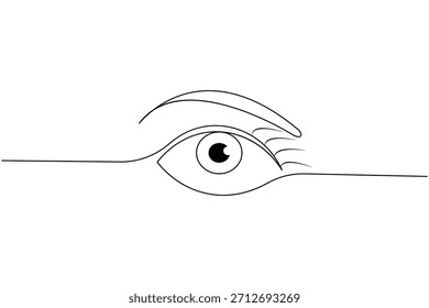 Simple one line eye art elegant minimal design on white background vector illustration
