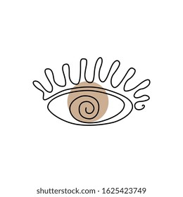 Simple One Line Eye Icon Isolated on White Background. Continuous Drawing Ophthalmologist Logo. Human Eyes Made with Single Lines. Eyeball Creativity Drawing Vector Illustration