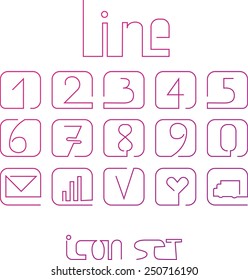 Simple one line pink icons set