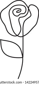 Simple one line rose drawing, Abstract flower art, continuous line drawing. Minimalist art style. Vector.