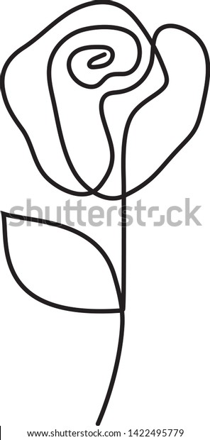 Simple One Line Rose Drawing Abstract Stock Vector Royalty Free