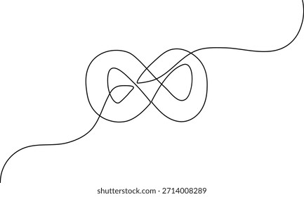 Simple boceto de una línea de un nudo de cinta en forma de infinito
